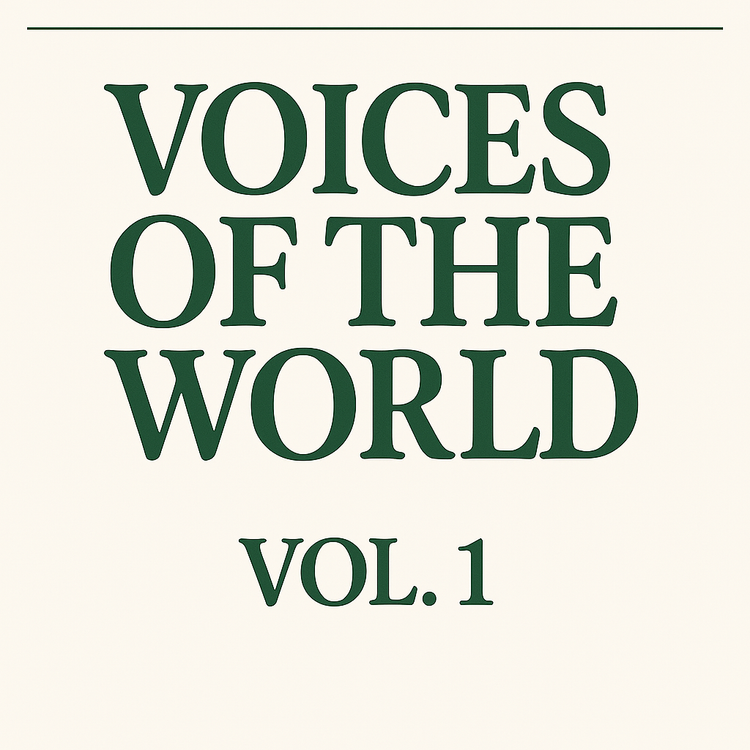Voices of the World Vol.1 book cover featuring the title in bold green letters.